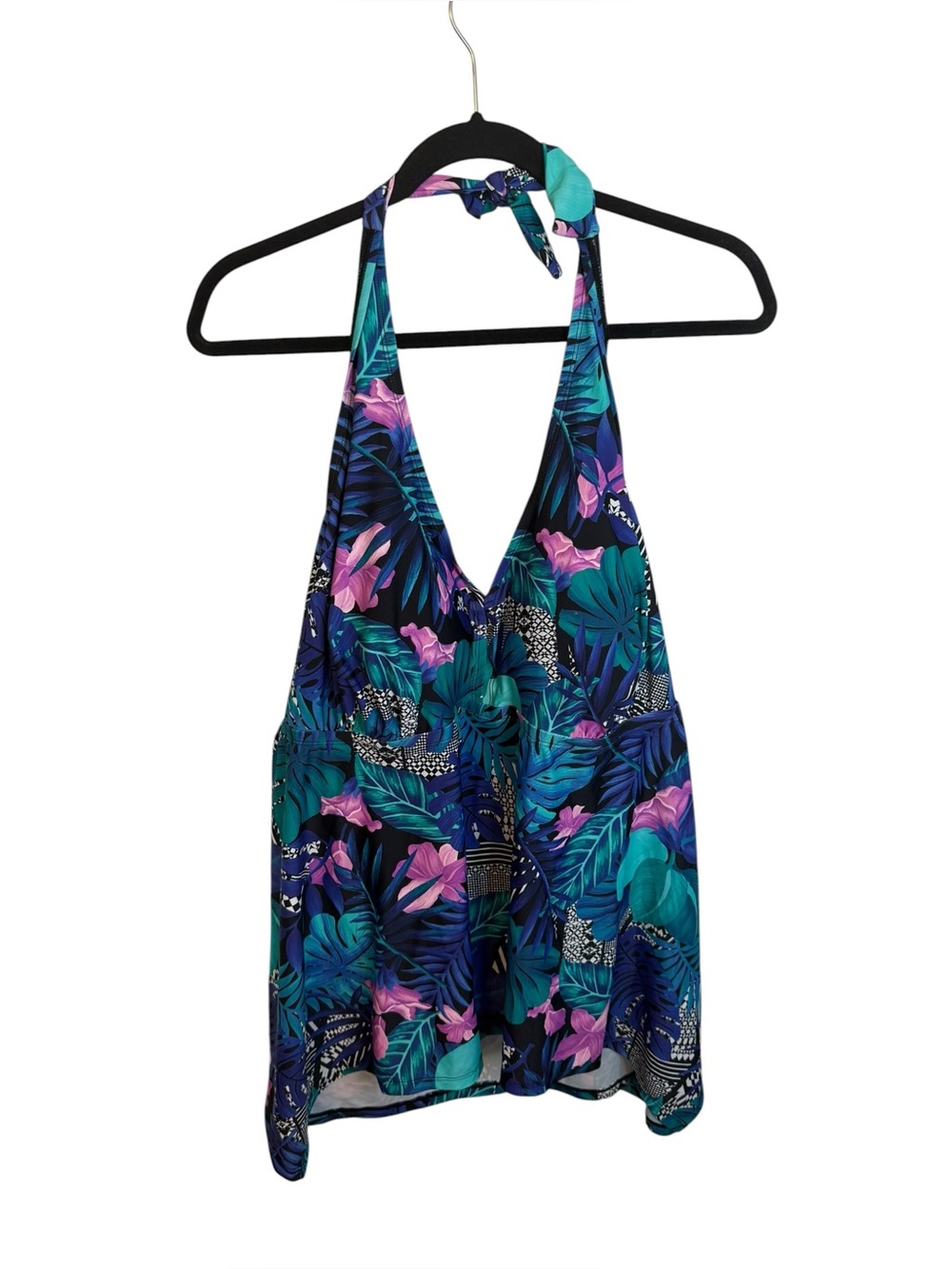 NWT Swimsuits for All Tropical Floral Plus Size Halter Tankini Top